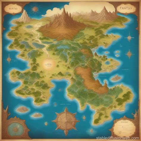 Fantasy World's Continents and Landforms Map | Stable Diffusion Online