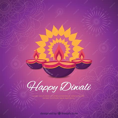 Premium Vector | Purple background of happy diwali with candles