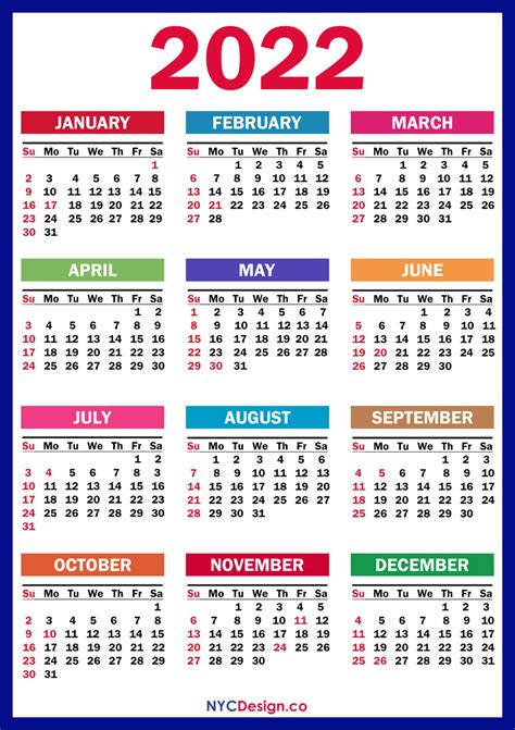 2022 Calendar with Holidays