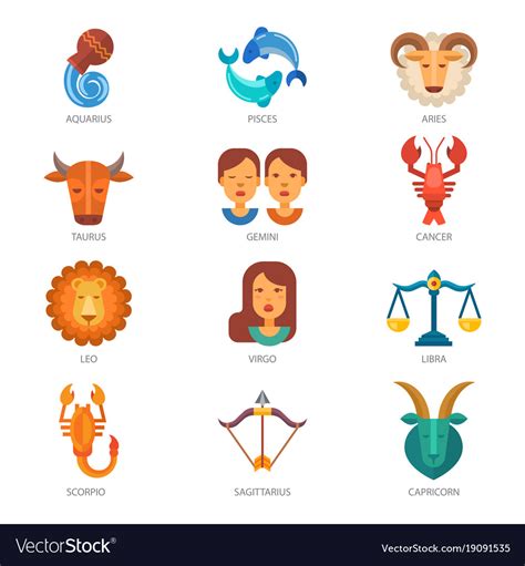 Zodiac signs astrology zodiacal symbol Royalty Free Vector