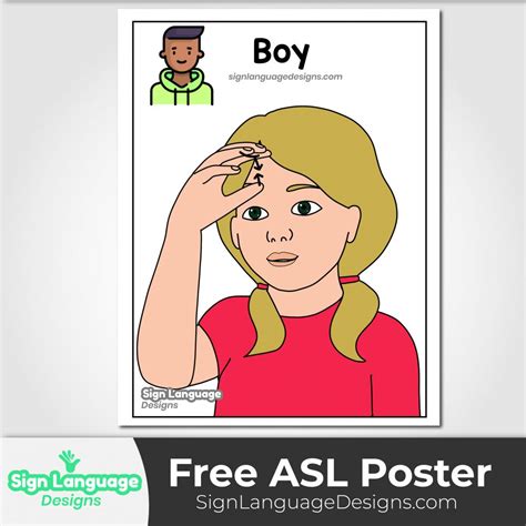 Free ASL Sign Poster - BOY - Sign Language Designs