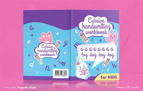 Cursive Handwriting Workbook Book Cover Design Vector Download