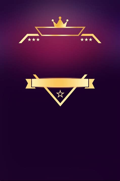 two gold banners with crowns on them and stars in the middle, against a purple background