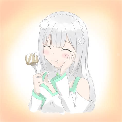 Drew a precious cinnamon roll enjoying a cinnamon roll (Re: Zero) : r/anime