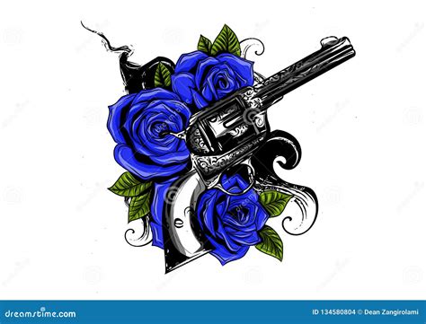 Rose, Guns And Hearts - Grunge Graffiti Stock Photo | CartoonDealer.com #19003134