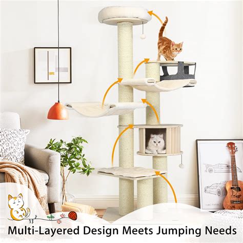 Buy Tangkula Modern Cat Tree, Multi-Level Large Cat Tower w/Cat Condo ...