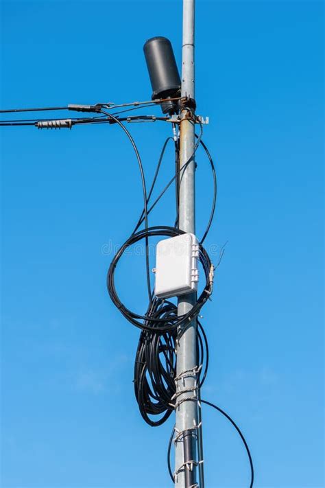 Cable TV Grounding Box Mounted on Utility Pole Stock Photo - Image of ...