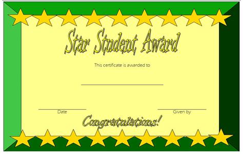 Star Student Certificate Template 6 For Star Award Certificate Template | Star students, Student ...