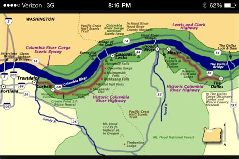 Columbia River Gorge Waterfalls Map