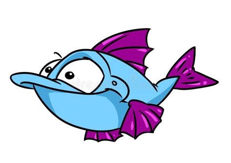 Blue Beautiful Fish Fins Animal Illustration Cartoon Character Isolated Stock Illustration ...