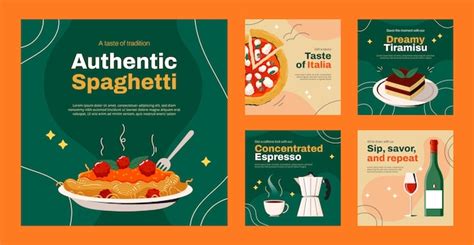 Premium Vector | Italian restaurant instagram posts template