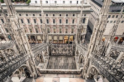 Premium Photo | Milan, duomo aerial view from the top of the cathedral