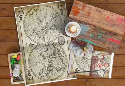 Old World Map Collage Art Paper 10 1/2 x 16 inches by RogueCrusade | Map collage, Old world maps ...