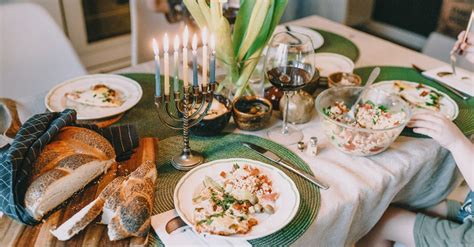 Hanukkah Meal on Dinner Table · Free Stock Photo