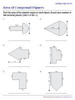 Area of Composite Shapes (Compound Figures) Worksheets