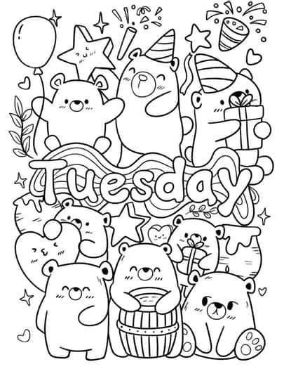 Doodle Coloring Pages For Kids - Printable Coloring Day of the Week in 2024 | Doodle coloring ...