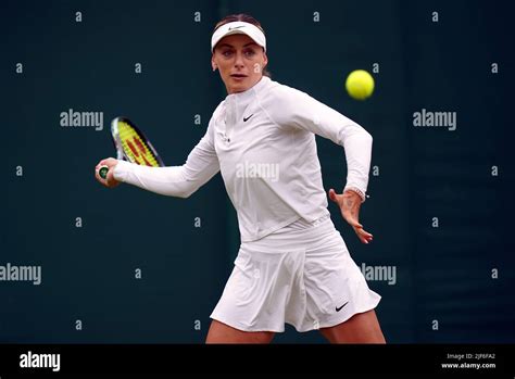 Ana Bogdan in action during her Ladies singles second round match against Petra Kvitova on day ...