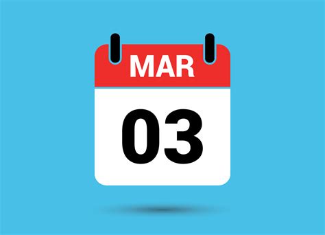 3 March Calendar Date Flat Icon Day 3 Vector Illustration 32460712 Vector Art at Vecteezy