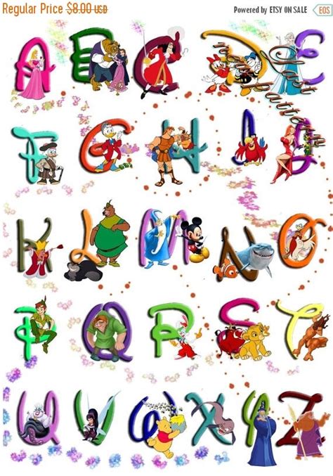 Alphabet Disney characters Cross Stitch Alphabet Disney