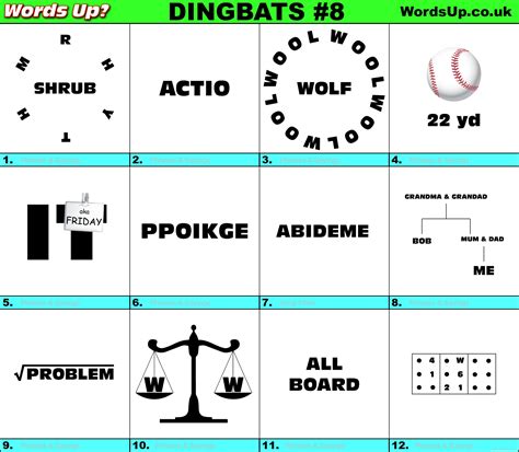 Dingbats Quiz #8 » Find the answers to over 730 Dingbats! » Words Up Games