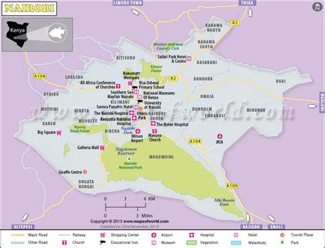 Nairobi Map - Explore map of Nairobi, the largest city and the capital of Kenya to view the ...