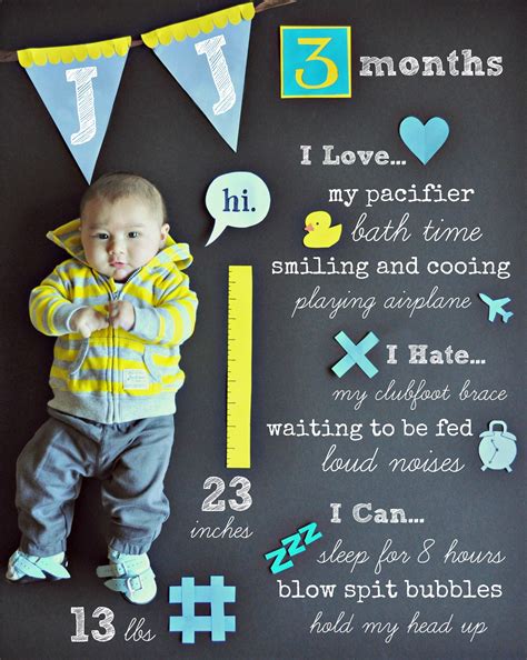 3 month baby milestone photo chalkboard announcement | Baby milestone ...