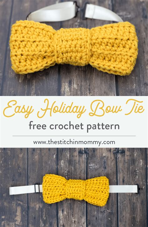 Easy Holiday Bow Tie - Free Crochet Pattern - The Stitchin Mommy