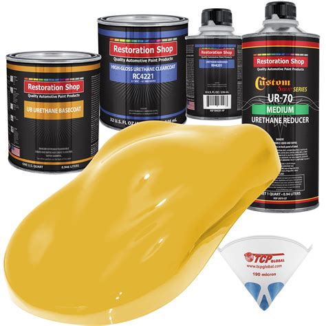 Canary Yellow Quart URETHANE BASECOAT CLEARCOAT Car Auto Body Paint Kit ...