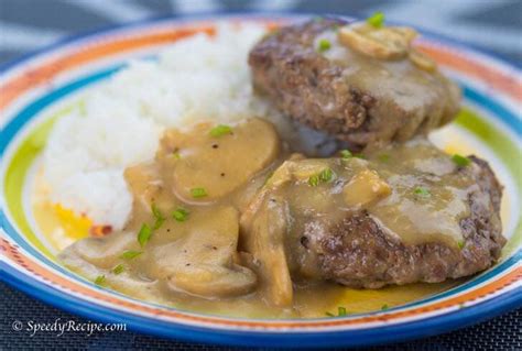 Jollibee Inspired Burger Steak with Mushroom Gravy - speedyrecipe.com