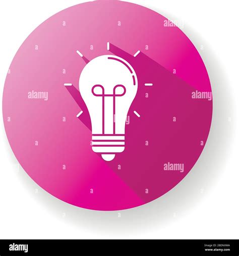 Light bulb pink flat design long shadow glyph icon. Idea emoji. Inspiration sign. Glowing ...