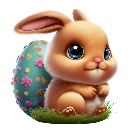 Cute Easter Bunny With A Big Egg, Easter, Easter Bunny, Easter Egg PNG ...