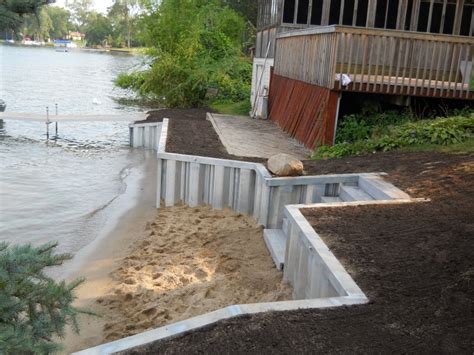 New Steel Seawall on Woodland Lake in Brighton Michigan