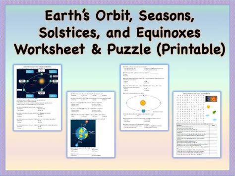 Earth’s Orbit, Seasons, Solstices, and Equinoxes - Worksheet & Puzzle ...