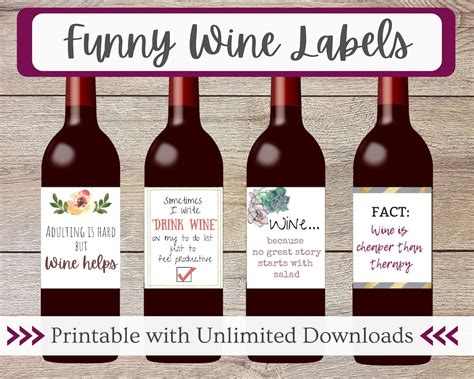 Funny Wine Label Printable Fun Wine Bottle Gift Idea Gift Box, Bag, or Basket Item for A Friend ...