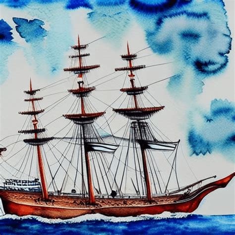 Sailing Ship Watercolor Painting · Creative Fabrica