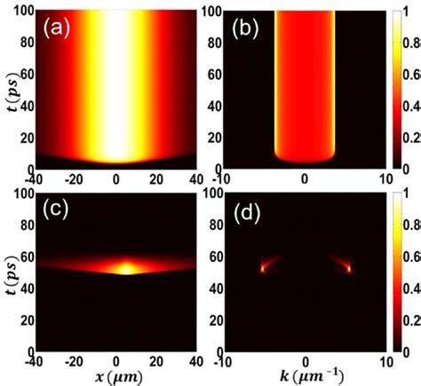 Time evolution of a CW condensate in (a) real and (b) momentum space ...