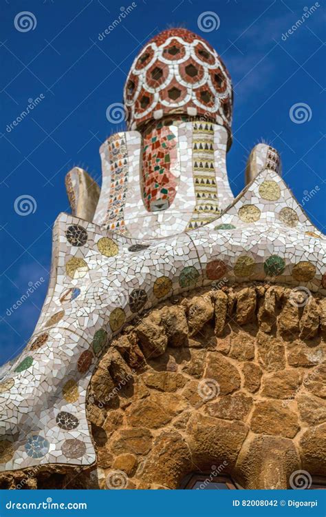 Detail of Colorful Mosaic Work of Park Guell. Barcelona of Spain Editorial Photography - Image ...