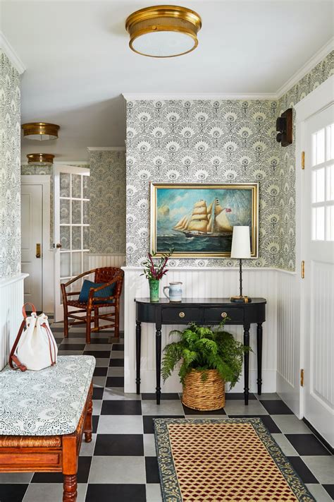 Gorgeous foyer wallpaper with beadboard on the bottom half of the wall. York, Maine — Katie ...