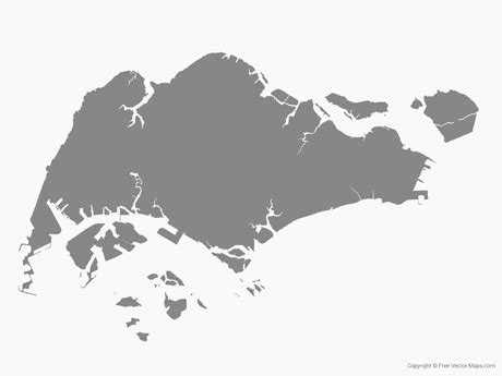 Printable Vector Map of Singapore - Single Color | Free Vector Maps