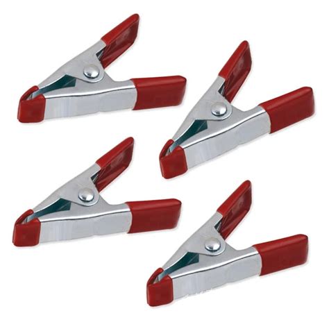 10pcs 4" Mini Metal Heavy Duty Spring Clamps Crocodile Clip Red Plastic Tips Tool Clips Grip ...