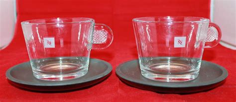 Set of 2 Nespresso Collection Cappuccino Clear Glass Coffee Mug Cup ...