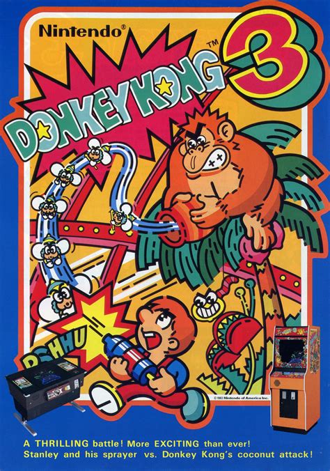 Donkey Kong 3 - Arcade Flyer | Retro games poster, Retro arcade games, Retro arcade