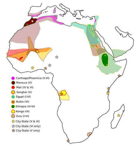 Map of all African civilizations in the series : civ