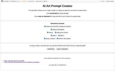 AI Art Prompt Creator ― Perchance Generator