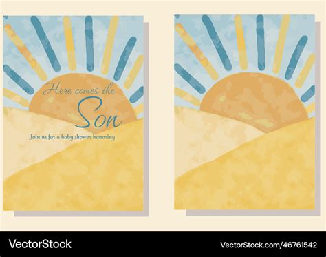 Sun landscape background baby shower invitation Vector Image