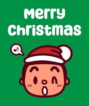 A Cute Boy Wearing A Santa Hat Wishes You A Merry Christmas Stock Illustration - Download Image ...