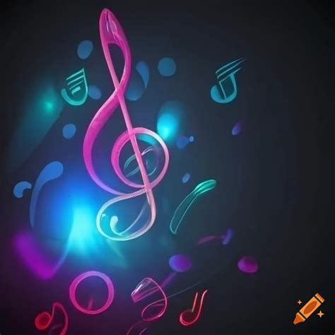 Artistic vibrant music notes on black background on Craiyon