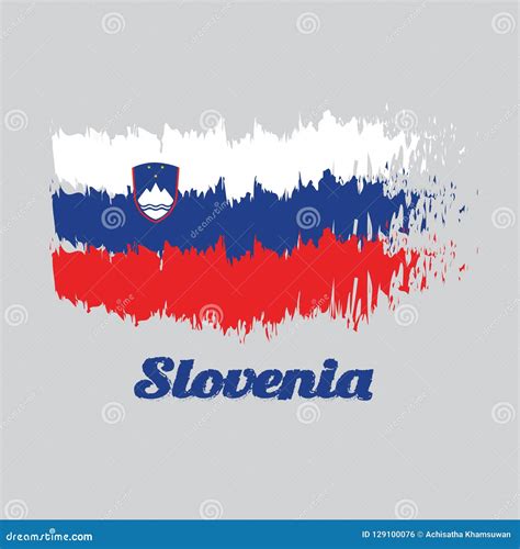 Brush Style Color Flag of Slovenian, with Text Slovenia. Stock Vector ...