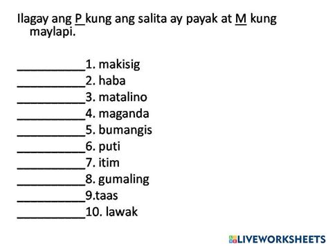 Kayarian ng salita 1223988 | teacher_8 | LiveWorksheets