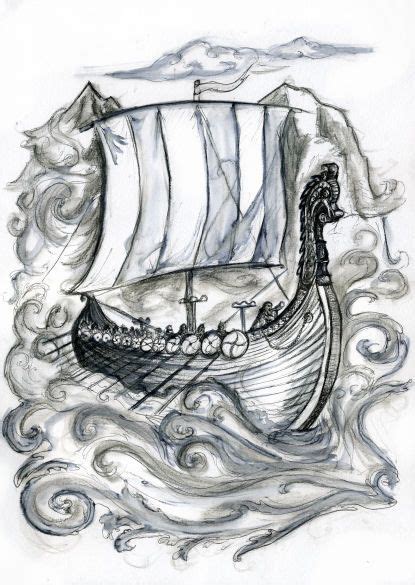 Viking Ship Tattoo - Detailed Design